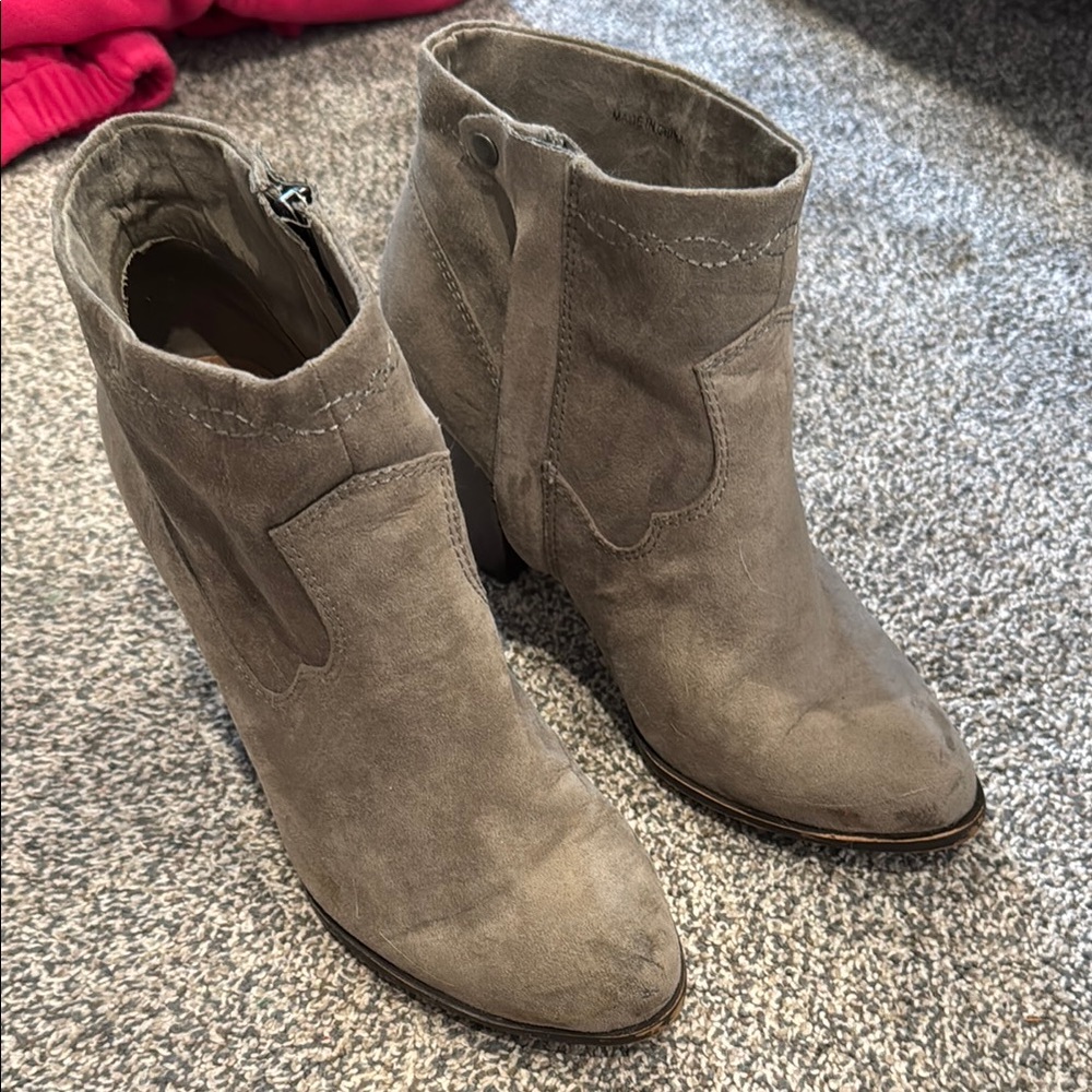 Gray Suede Ankle Boots
